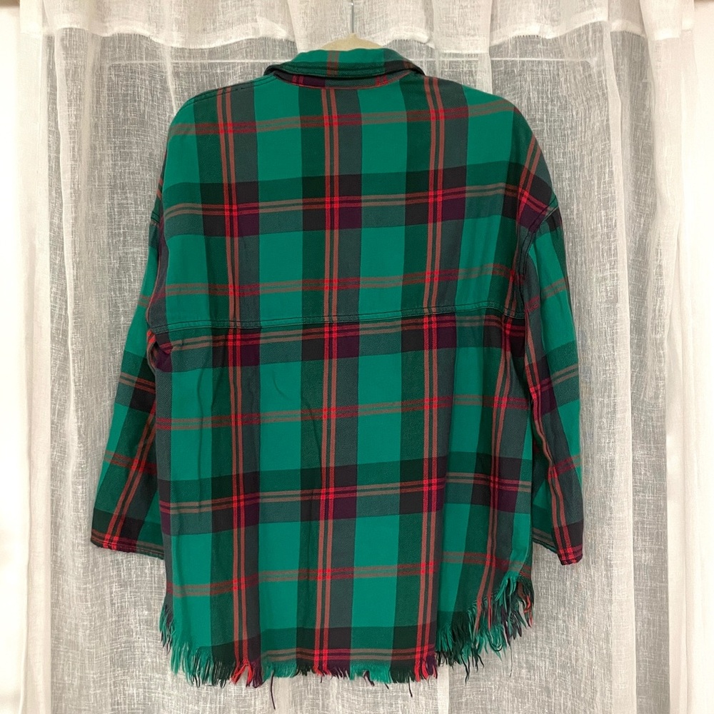 Zara Green & Red Plaid Top - Picture 4 of 5